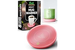 BULK PARADISE Coffee Mug Warmer with Auto Shut-Off – Compact 17W Cup Warmer for Desk with Gravity Switch – Electric Candle Warmer Plate for Jar Candles – Keeps Coffee, Tea & Drinks Warm – Safe & Durable (Pink)