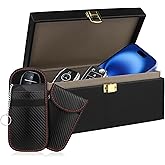 Diyife Car Key Signal Blocker Faraday Box [7-9 Keys] 19 x 12 x 9cm Large Capacity With 2 Pack Pouches, Anti-Theft Fob Protector RFID Signal Blocking