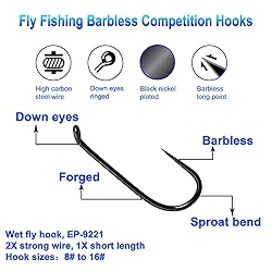 Eupheng 100pcs Plus Best Barbless Competition Fly