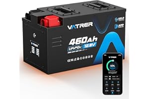 VATRER POWER 12.8V 460Ah Self-Heating LiFePO4 RV Battery, APP Monitoring, Built-in 300A BMS, Max. 3840W Load Power, 5880Wh Us