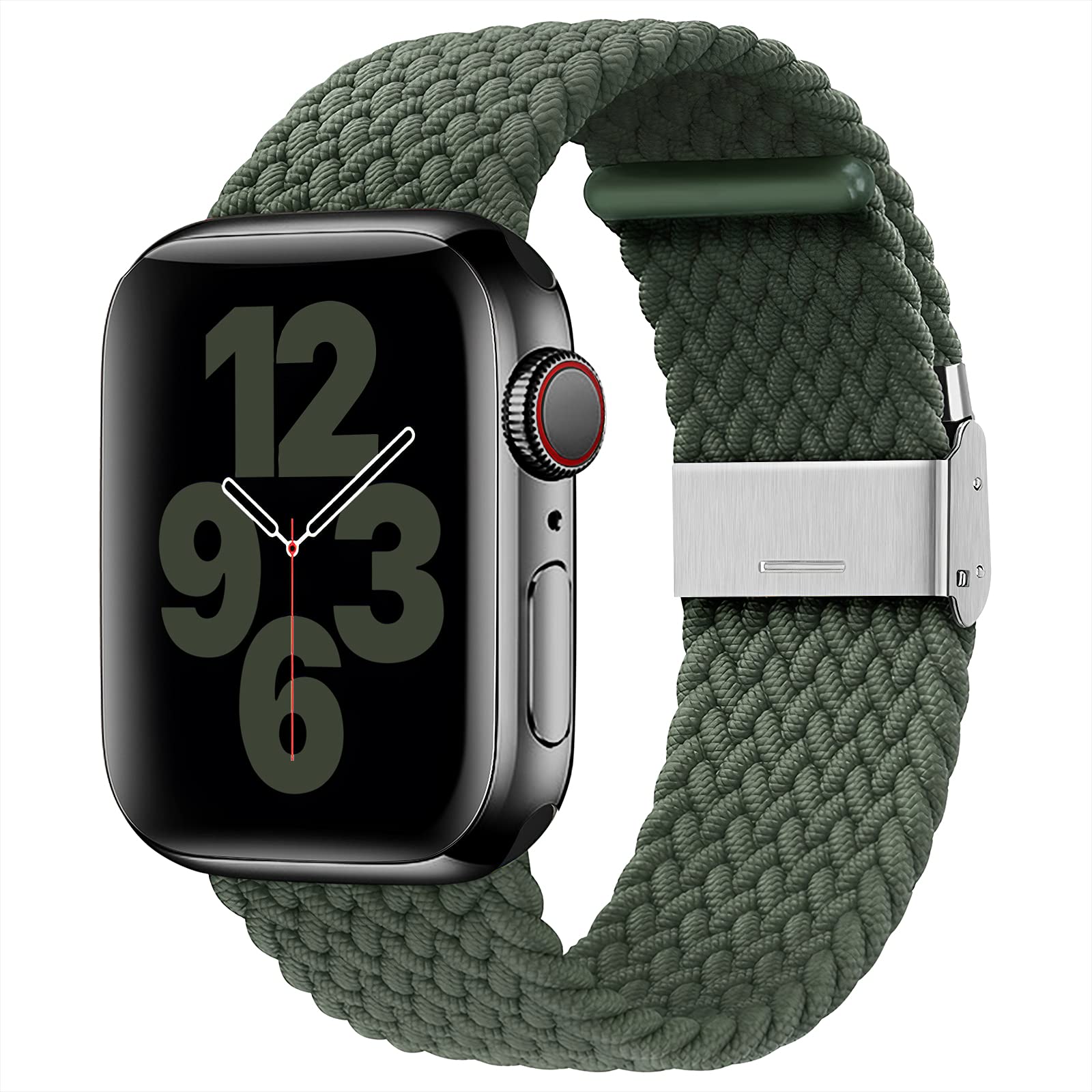youmaofa Compatible with Apple Watch Strap 40mm 38mm 41mm, Adjustable Braided Stretchable Elastic Sport Replacement Strap with Buckle for iWatch SE/Series 8 7 6 5 4 3 2 1, Green