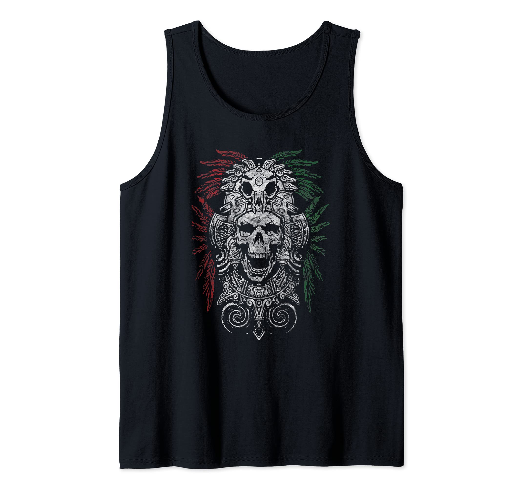 Ancient Aztec King Mexican Skull Mayas Mask Calavera Azteca Tank Top