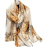 Aufeel Fashion Scarves 100% Satin Silk Scarf Long Lightweight Sunscreen Shawls Wraps for Women Hair Scarves
