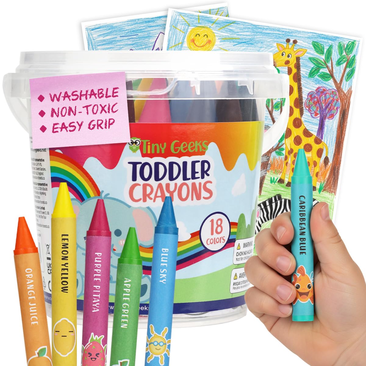 Photo 1 of **MISSING PARTS/check clerk comments**
TinyGeeks Jumbo Crayons For Toddlers 3-8 - 18pc Toddler Baby Crayons For Kids Ages 4-8 & 3-4 - With Printed Coloring Sheets - Washable, Non Toxic and Easy To Hold - Perfect for Classroom