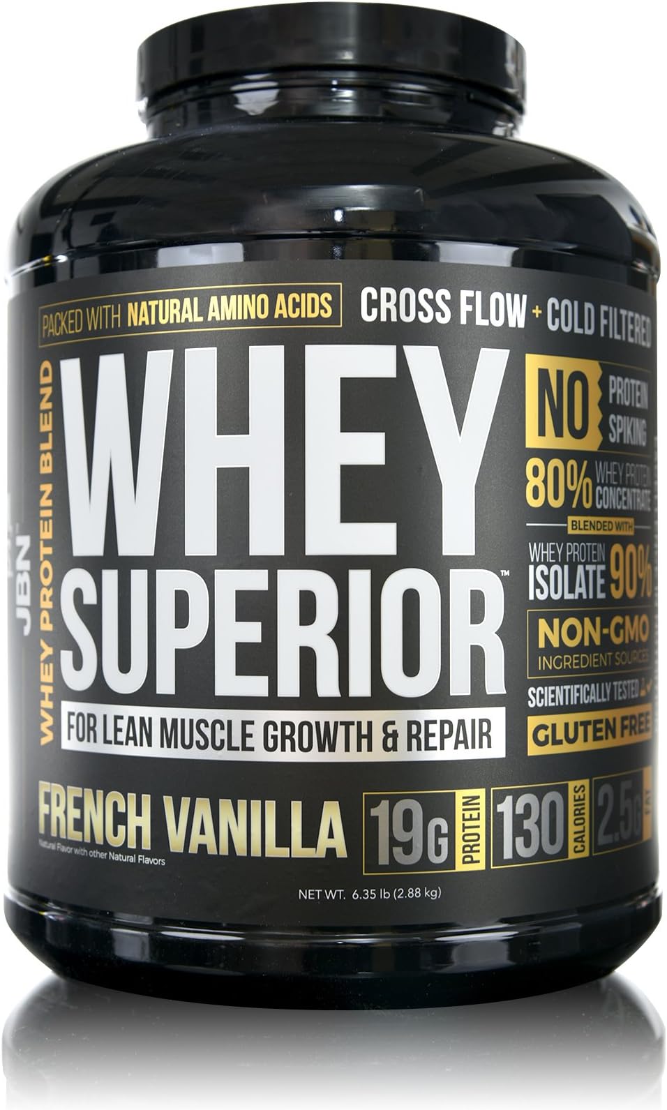 JBN Whey Superior Protein Powder | Nutrient Dense - Whey Concentrate - Casein | Naturally Occurring BCAA's | 70 Servings | Great Taste | Easy to Mix