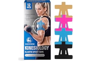 Mochiby Precut Kinesiology Tape for Shoulder | 12-Pack Waterproof Support | Muscle Pain Relief & Stability | Athletic Elastic Tape for Active Lifestyles