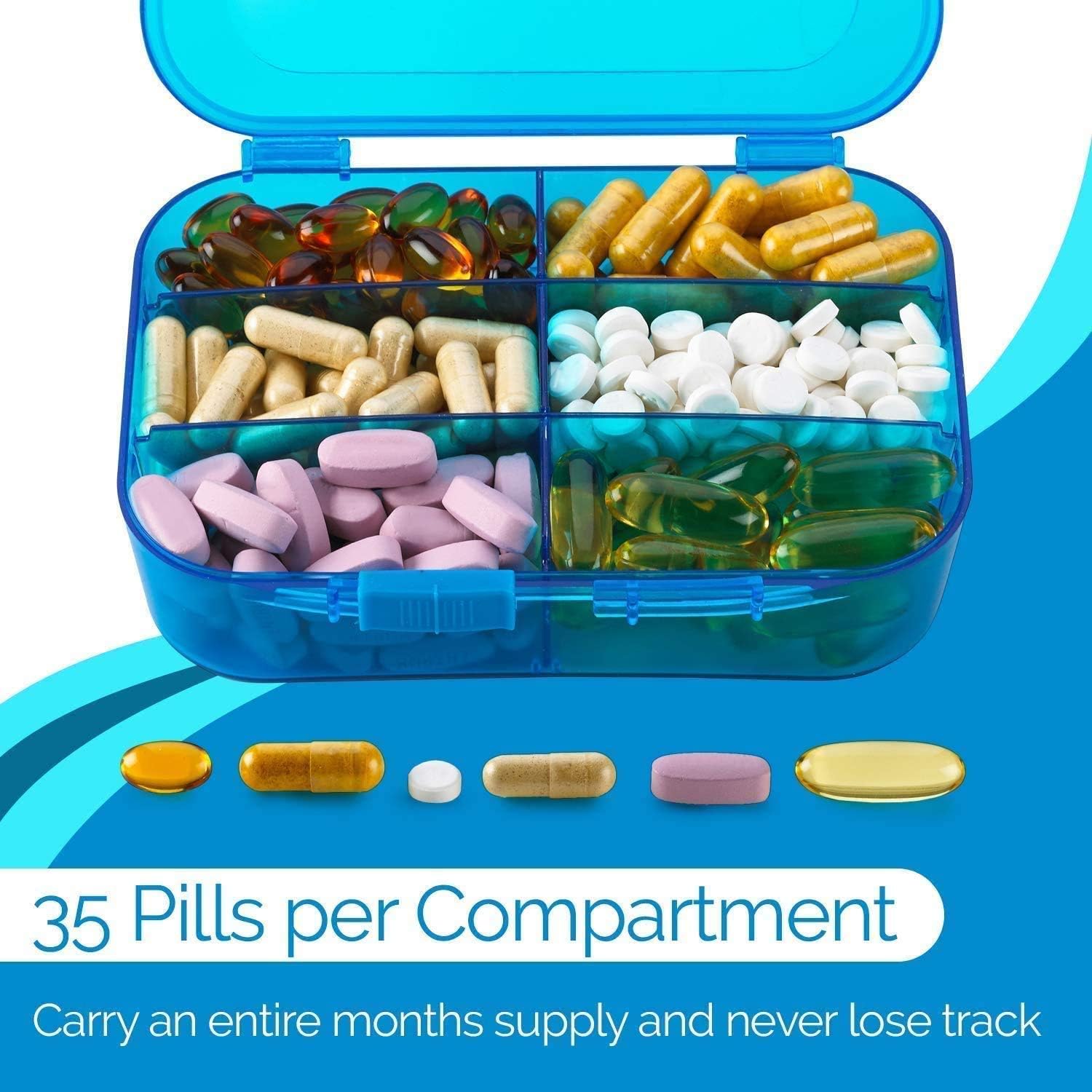 Pill Organizer Case, (Pack of 2) Portable 6 Compartment Daily Travel Medicine Reminder Box for Your Pills Medications - Image 5