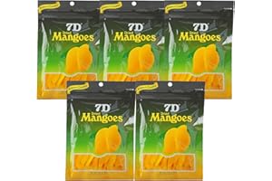 CAINCOSMETIC Dried Mangoes 7D Export Quality Dried Fruit Naturally Sweet Mango Snack 80g, Pack of 5