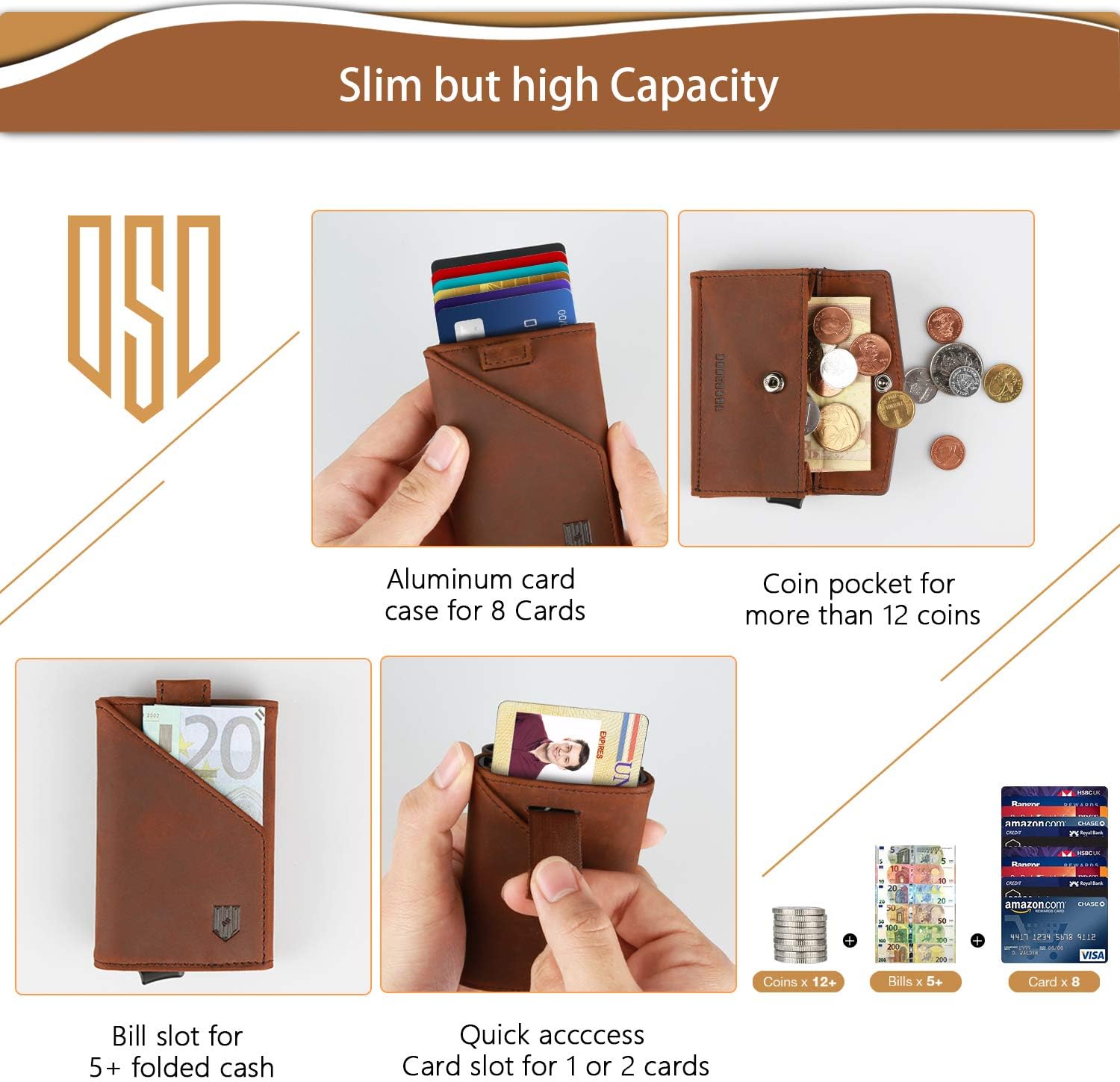 DODENSHA Card Holders Wallet, Speed Wallet Genuine Leather - Image 5