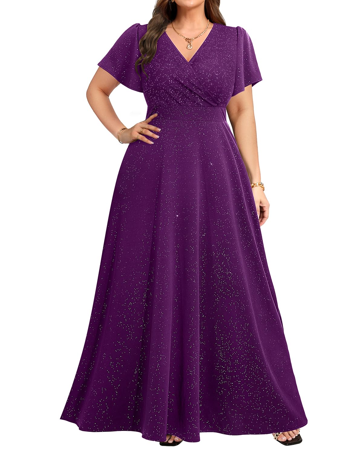Photo 1 of ** UNKNOWN SIZE***Plus Size Purple Dress Women Formal Wedding Guest Evening Gowns Long Bridesmaid Sparkly Gala Mother Prom Dresses 2025