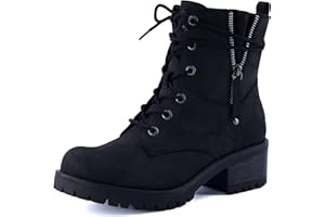 DUNE LONDON Dunes Women's Kobe Heeled Combat Boots – Lace-Up with Side Zipper, Memory Foam Insoles, Faux Fur Lining, Vegan Nubuck Leather, Wide Widths Available