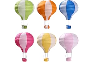 ZILUE Hot Air Balloon Paper Lanterns for Wedding Birthday Engagement Christmas Party Decoration Stripe Set Pack of 6