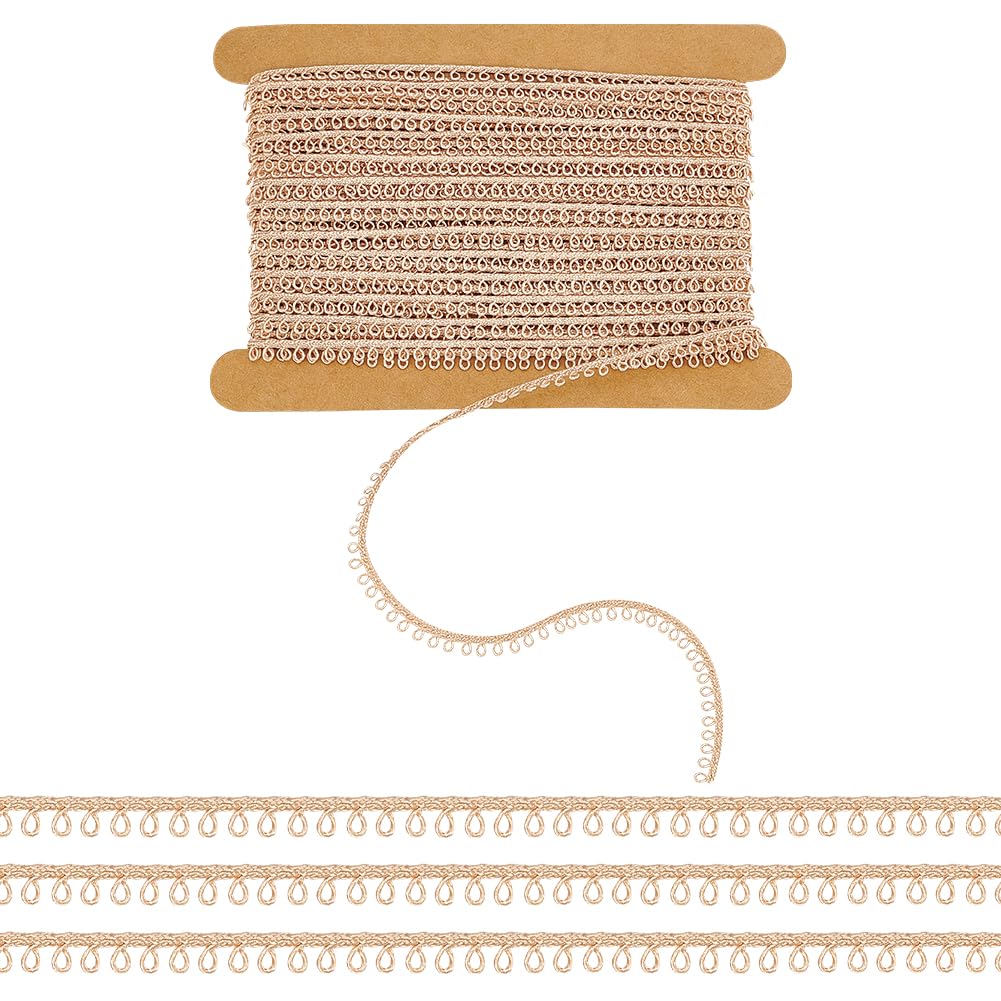 FINGERINSPIRE 10Yards/9.14M Picot-Edge Lace Trim 4mm Light Salmon Lace Ribbon with Loops for Doll Clothes Polyester Tiny Picot Lace Trim Decorations for Doll DIY Sewing Craft Doll Clothes Accessories