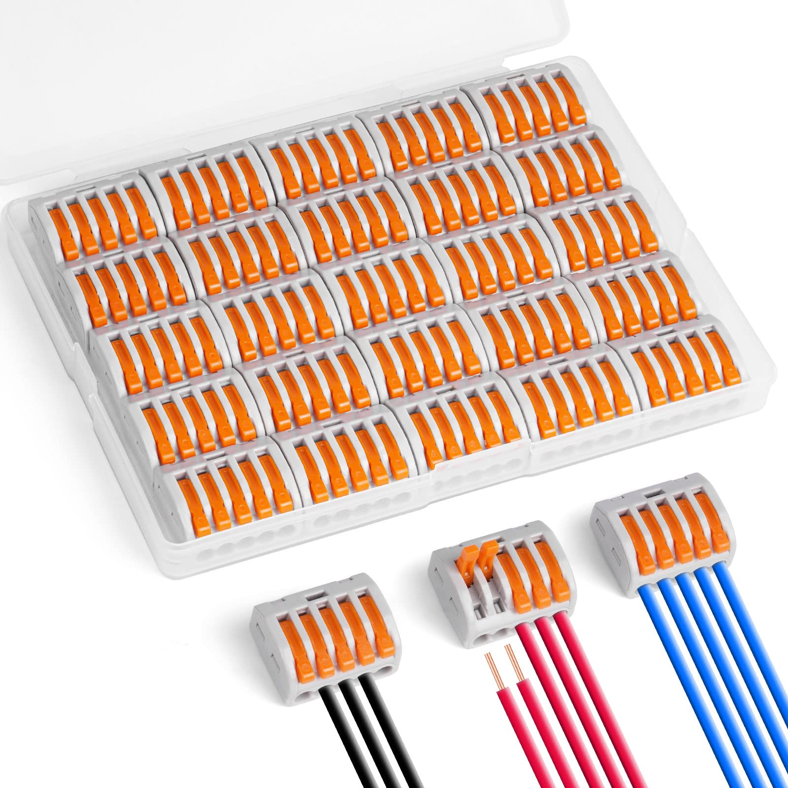 flintronic 25 Pcs Lever-Nut Wire Connectors, 5 Conductor Compact Electrical Connectors, Cable Connectors, Splicing Connectors for Circuit Inline, Terminals Blocks, Flame Retardant PA/PC
