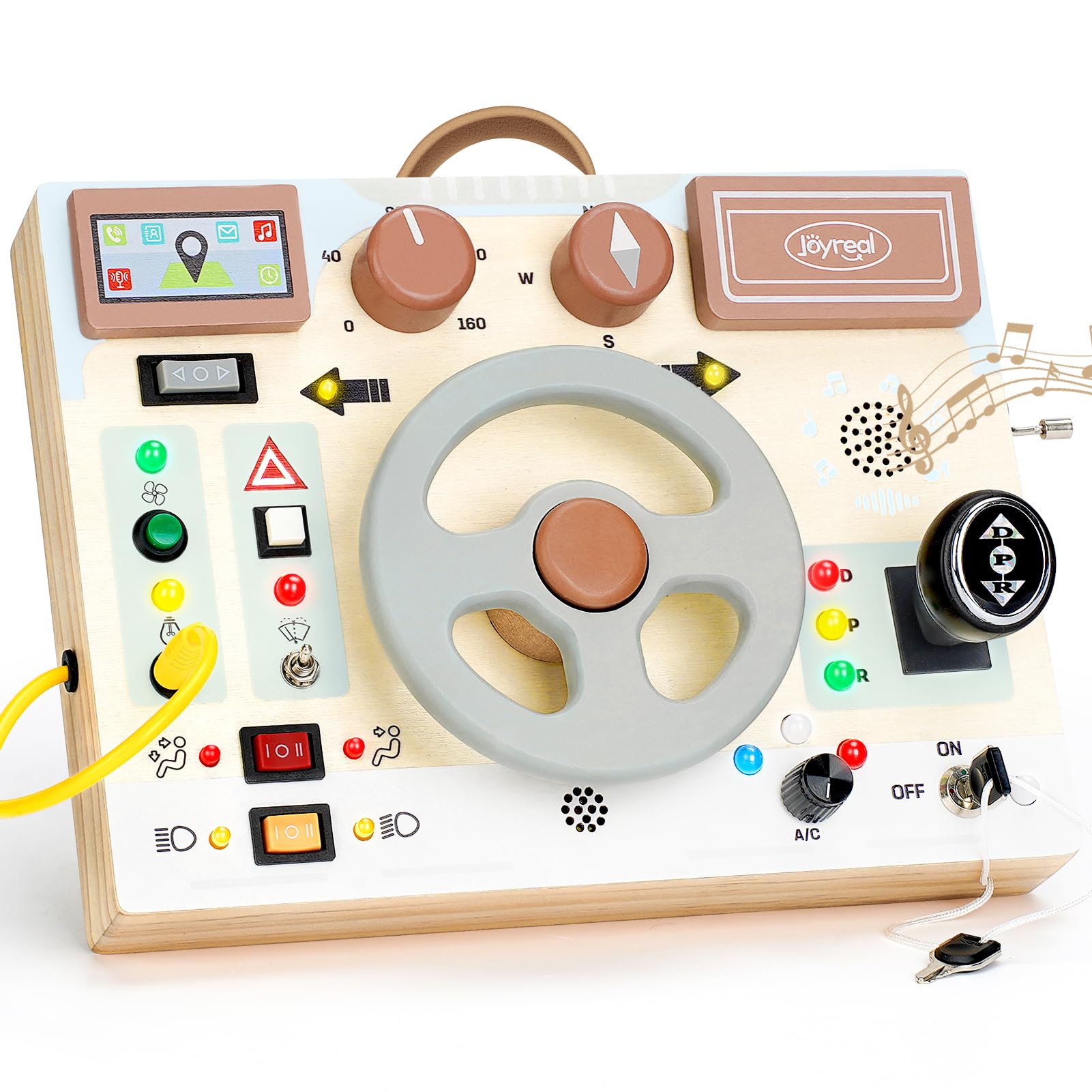 Photo 1 of Joyreal Toddler Busy Board with LED Lights, Steering Wheel, Sounds, Montessori Toys for 1+ Year Old, Fidget Board Sensory Travel Toy, Gifts for Boys and Girls