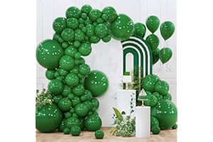 PartyWoo Dark Green Balloons 145pcs Different Sizes of 18 12 10 5 Inch Emerald Hunter Forest Green Balloon Arch Kit for Birthday Christmas Graduation Dinosaur Jungle Theme Party Decorations Green-Y56
