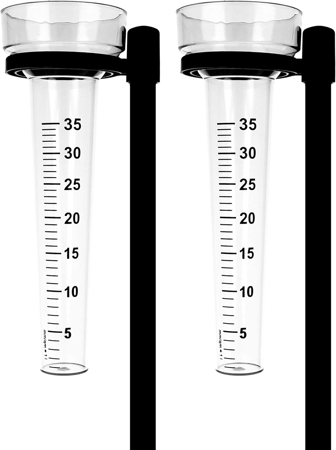 Lantelme 2 Stück Regenmesser versch. Farben mit Halter oder Erdspieß (2X transparent mit Erdspieß)
