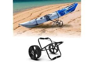 FDB 200LBS Universal Folding Bend Kayak Canoe Boat Carrier Dolly Trailer Tote Trolley Transport Cart Wheel for Carrying Kayaks, Canoes, Paddleboards, Float Mats, Boats Black