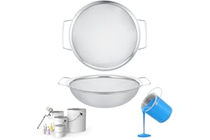 MEKUEEEX Paint Strainer for 5 Gallon Bucket, 2 Pack Stainless Steel Fine Mesh Screen, Reusable Paint Filter, Paint Funnel Filter for Tiny Seeds, Oil, Paint, Latex, Glazes, Gas, Kerosene
