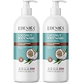 EDENIKA BOTANICALS Coconut Body Wash, Cleans, Softens & Nourishes, Ultra Moisturizing Shower Gel for Dry and Sensitive Skin, Women & Men, Organic & Natural, 16 fl oz, 2-Pack