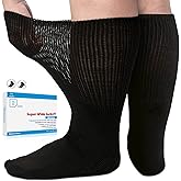 Bulinlulu Extra Wide Socks for Swollen Feet- 2 Pairs Super Wide Diabetic Edema Sock, Bariatric Socks, Cast Sock, Hospital Socks for Men Women,Extra Wide Lymphedema Socks- 2 Black