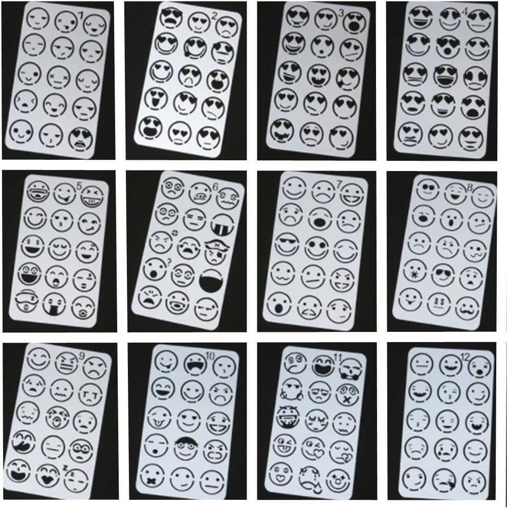 Buyby 12PC Emoji Expression Stencils Drawing Template 18X10.3cm (12 Pack)