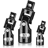 BLACKROBOT Universal Joint Set 3PCS, 1/2" 3/8" 1/4" Drive Socket Adapter Set, Premium CR-V Steel Swivel Socket Set, Access Fasteners at Any Angle