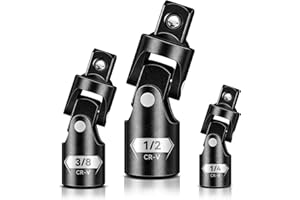 BLACKROBOT Universal Joint Set 3PCS, 1/2" 3/8" 1/4" Drive Socket Adapter Set, Premium CR-V Steel Swivel Socket Set, Access Fasteners at Any Angle