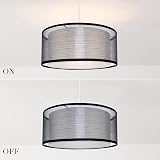 FRIDEKO HOME 2 Tier Light Shade Ceiling Lamp Black White 30cm Modern Drum Shade view 2
