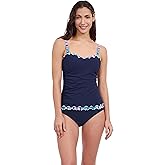 Profile by Gottex Women’s Harmony Tricolore Ruffle Trim D-Cup Tankini Bathing Suit Top Swim Essential