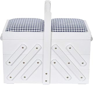 Prym 612578 Holz M weiß mit Stoff Nähkasten