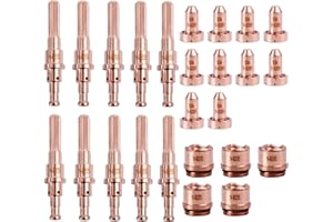 Lewan 10pcs 9-8215 Electrode and 10Pcs 9-8209 Plasma Cutter Nozzle Tips and 5Pcs 9-8235 Plasma Cutter Drag Shield Cup Fit Thermal Dynamics SL60 SL100 Torch Consumables
