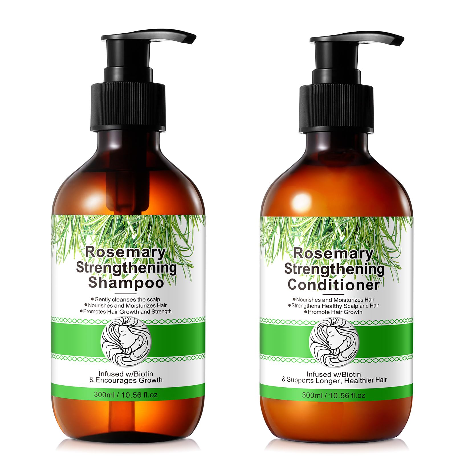Rosemary Shampoo and Conditioner Set, Hair Growth Rosemary Shampoo and Conditioner Against Hair Loss, Nourishes Scalp, Biotin rosemary oil Hair Thickening Products for Women and Men, Sulfate Free