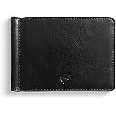 Vaultskin Brompton Slim Leather Wallet for Men with Money Clip - Minimalist Front Pocket Card Holder, 8 Pockets for Cards & Cash (Black)
