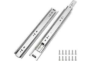 LONTAN 1 Pair Full Extension Ball Bearing Drawer Slides 12 14 16 18 20 22 24 Inch Heavy Duty Side Mount File Cabinet Rails Dresser Runner Kitchen Cabinet Drawer Glides 100 LB Capacity (14 inch,Silve)