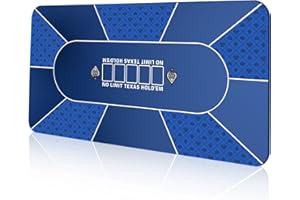 HHH HIKECUCAN Waterproof 70 x 35 Inch Poker Mat, 8 Player Portable Texas Hold'em Poker Table Top with Carrying Bag, Anti-Slip Rubber Poker Card Tabletop Layout for Casino Games, Blackjack, Parties, Noise Reduction