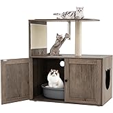 PETSITE Cat Litter Box Enclosure with Cat Tree, 2-in-1 Hidden Litter Box with Pad Covered Spacious Top Perch, Sisal Scratchin