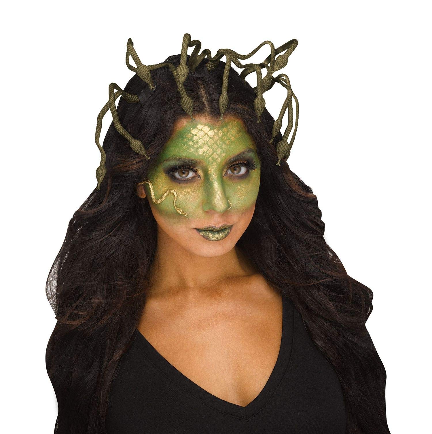 shoperama Bendable Snake Headpiece Medusa Green/Gold Tiara Crown Greek Mythology