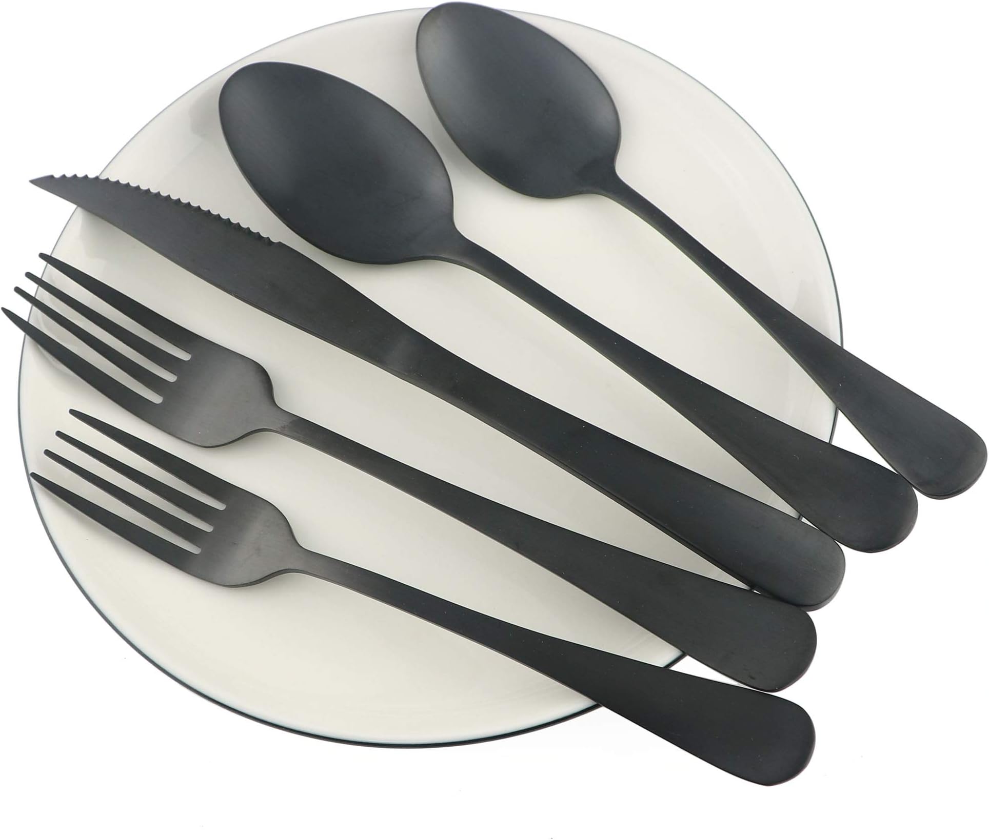BRIIEC Matte Black Steak Knife Flatware Set, 20 Piece Set 18/0 Stainless Steel Cutlery Dinnerware Flatware Sets, Service for 4