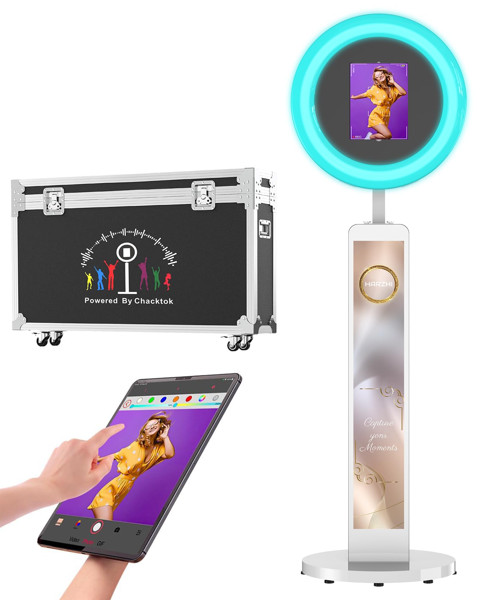Photo 1 of *****PARTS ONLY, MISSING KEY****
HARZHI Portable Photo Booth Compatible with Ipad 12.9in 10.9in 10.2in, for Ipad Photo Booth Shell Stand Stand Provide Chacktok PhotoBooth Software for Party and Wedding, Flight Case