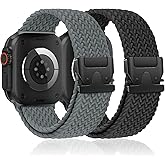 Braided Stretchy Bands for Apple Watch Ultra 3/2 Band 49mm 46mm 45mm 44mm 42mm Men Women,Parachute Buckle Woven Nylon Wristband Sport Solo Loop Strap for iWatch Ultra Series 11 10 9 8 7 6 5 4 3 SE3/2