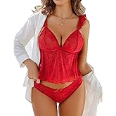 Avidlove Lace Lingerie Set Women's Sexy Bra And Panty Sets Cami Top With Cheeky Underwear 2 Pcs Pjs Sets S-XXL