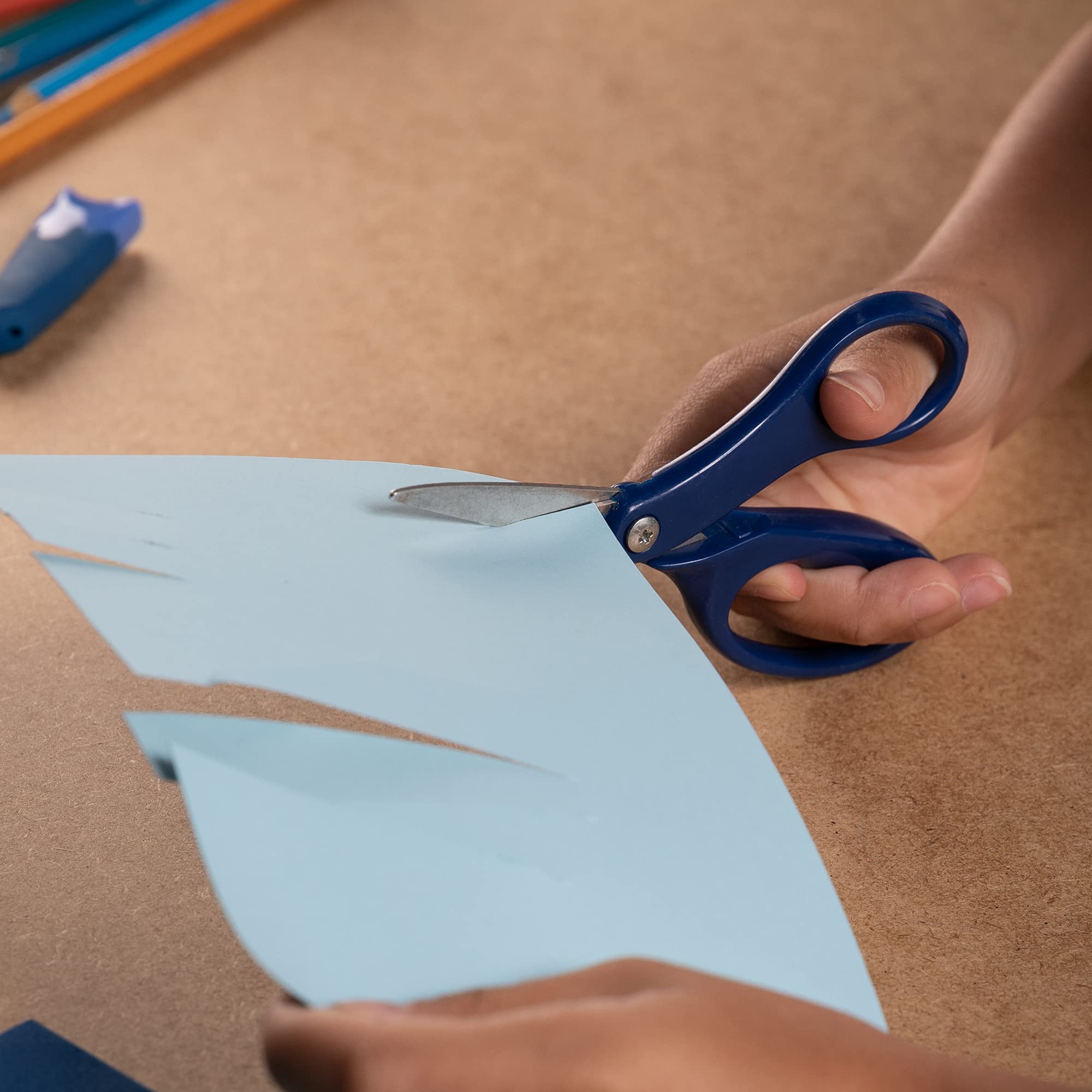 Fiskars Safety-Edge Pointed-tip Kids Scissors - 5 inches - Blue - Includes Blade Cover