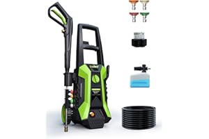 Pressure Washer, 3500 PSI Max 2.4GPM ETOOLAB Power Washer with 4 Nozzels Electric Pressure Washer for Patio Pool Cleaning Car Washers Fence 22FT Cord and 22FT Hose (Green)