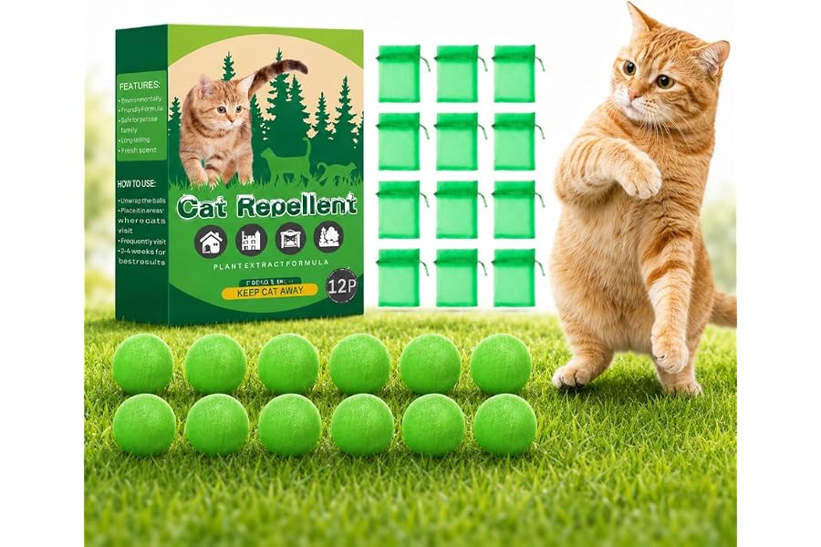 qsmsgh Cat Deterrent Outdoor & Indoor – Natural Peppermint Oil, Keep Cats Away from Yard, Garden, Lawn, Furniture, Mulch & Flower Beds, Safe & Long Lasting(Green)
