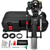 XtremepowerUS 38cc Gas Powered Fence Post Driver, 4-Stroke T-Post Driver, Heavy Duty Gasoline Pile Driver for T-Posts, Ground Rods &amp; Steel Stakes, EPA Certified, Rolling Carry Case