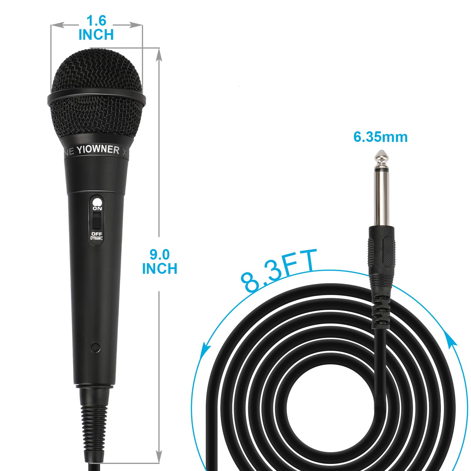 YIOWNER Wired Karaoke Microphone, Handheld for Singing, With 2.5m Cable, Vocal Dynamic Mic for Speaker, AMP, Mixer, DVD