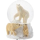 Elanze Designs Playing Polar Bear Family 100MM Sturdy Wind Up Musical Glitter Water Snow Globe Tabletop Dresser Nightstand Figurine Decoration Plays Tune Wonderful World