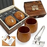 Wooden Whiskey Glasses Set of 2, Wooden Cognac Bourbon Drinking Glass Groomsmen Dad Gifts, Bourbon Drinking Glass Set Whiskey Cups for Bourbon Lovers Lawyer Hunter Retirement Father's Day Boss Gift