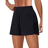 BMJL Womens 2.5" Athletic Running Shorts Gym Workout High Waisted Short with Zipper Pockets